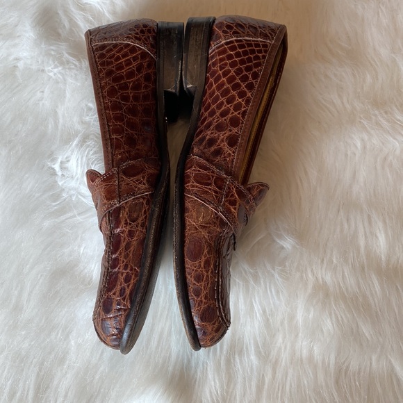Zelli Italian Men’s Slip-On Penny Loafer in Cognac Crocodile Leather - Picture 3 of 11